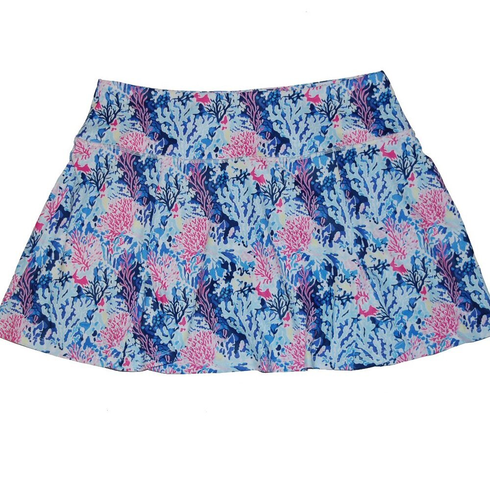 NWT Gottex Lifestyle Godet Skirt In Under The Sea Coral Skort XL